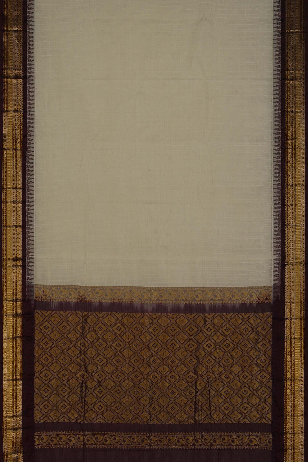 Image of Gadwal Cotton Off-White Saree